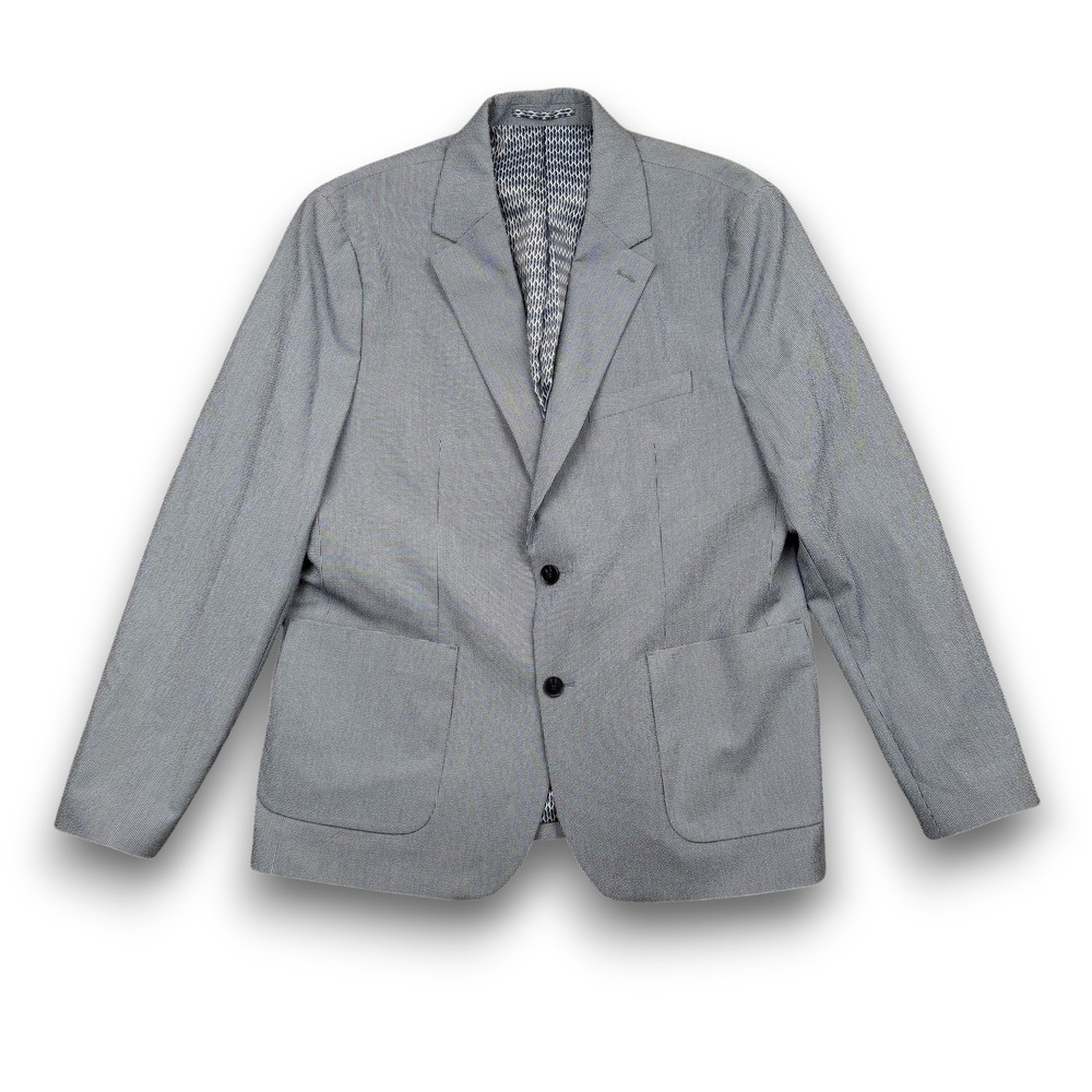 Report Collection Blazer Men XL Blue Micro Check 360 Movement Stretch Modern Fit